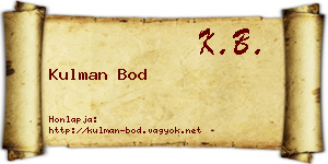 Kulman Bod névjegykártya